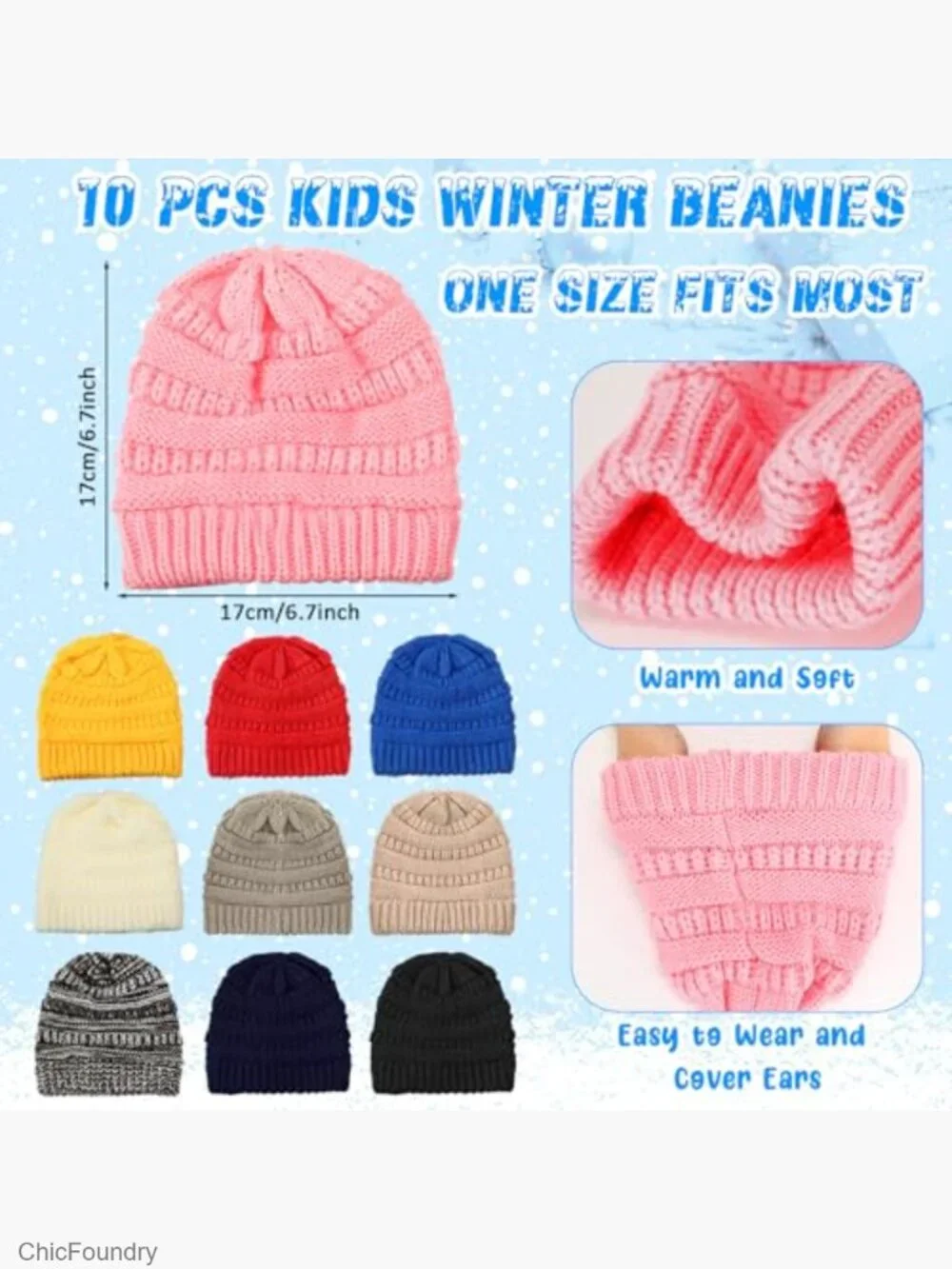 Kids Winter Hat and Gloves Set 20pc Stretchy Warm Beanie Gloves for Boys Girls